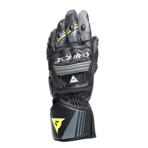 Dainese Druid 4 Leather Gloves Black Charcoal Gray Fluo Yellow -Motorfietsuitrusting Winkel dainese druid 4 leather gloves black charcoal gray fluo yellow