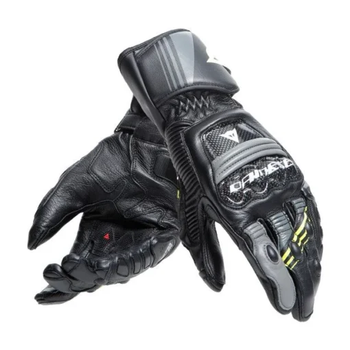 Dainese Druid 4 Leather Gloves Black Charcoal Gray Fluo Yellow -Motorfietsuitrusting Winkel dainese druid 4 leather gloves black charcoal gray fluo yellow 3