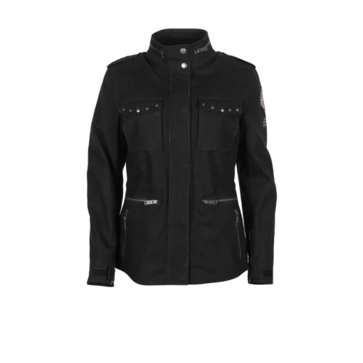 Helstons Tara Canvas Cotton Black Jacket -Motorfietsuitrusting Winkel helstons tara canvas cotton black 1