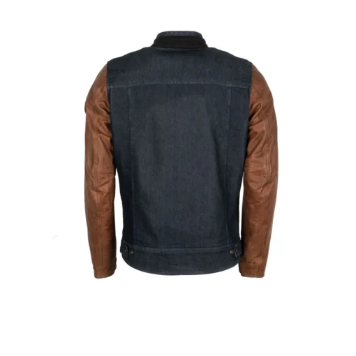 Helstons Winston Canvas Cotton Leather Blue Brown Jacket -Motorfietsuitrusting Winkel winston 1